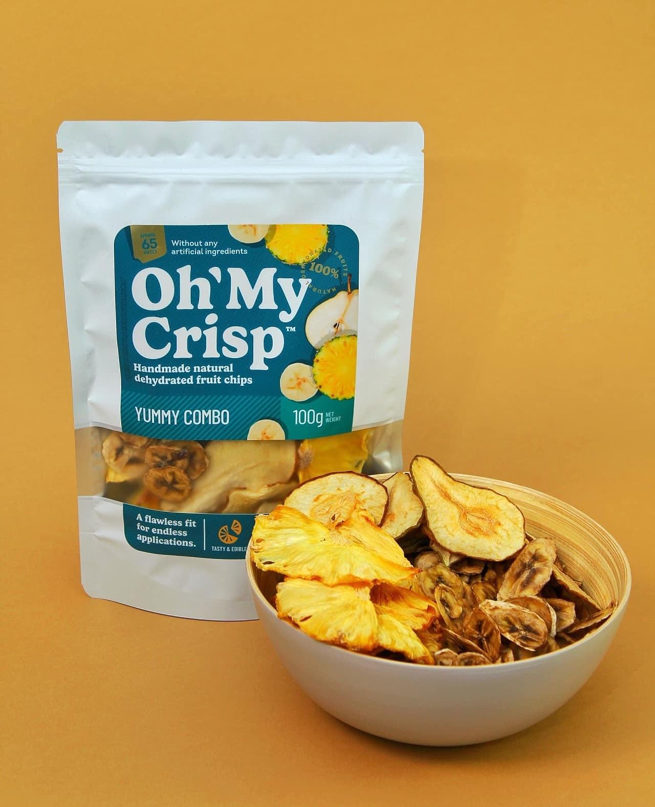 Banana, pineapple and pear chips